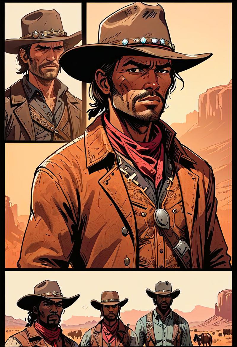 36877-938742247-a page from comics, red dead redemption meeting with Cheyenne, dark ebony cowboy face, old black cowboy, unshaved, a trip to tom.jpg